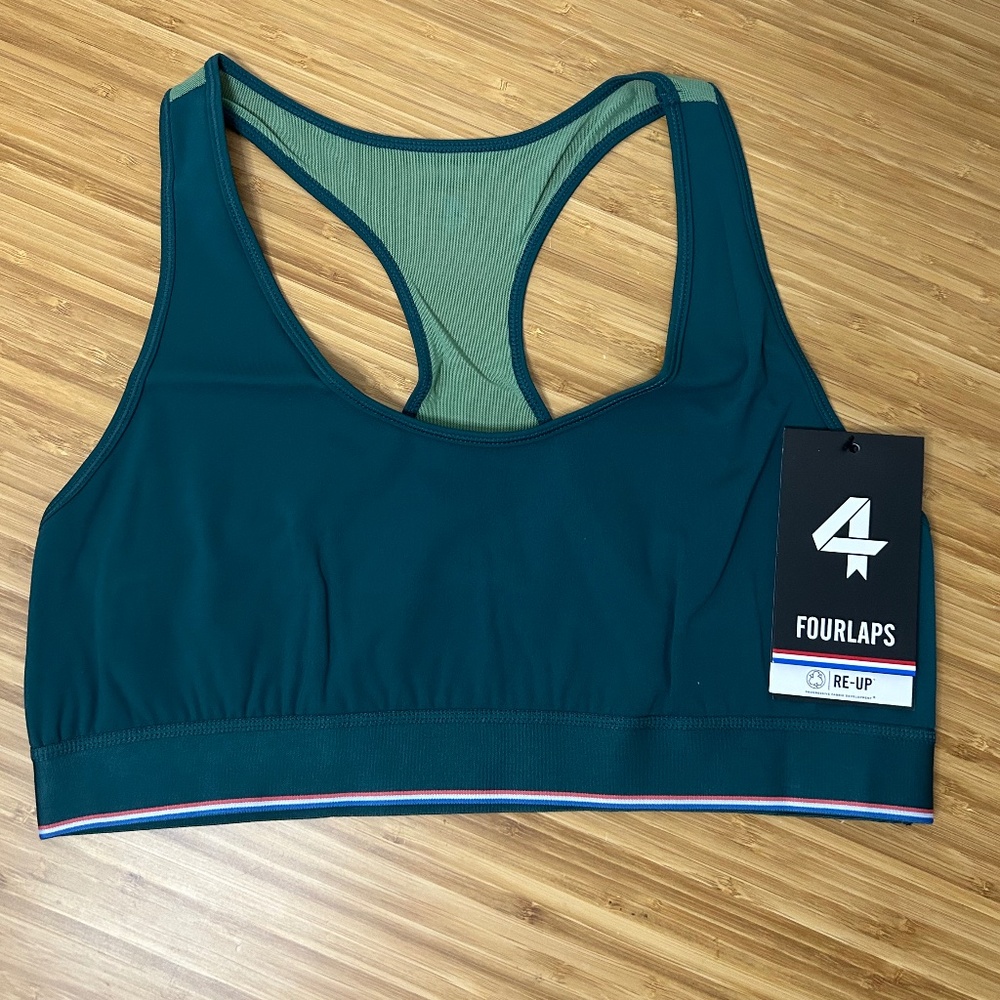 NWT FOURLAPS CIRCUIT SPORTS BRA DEEP TEAL/DARK IVY